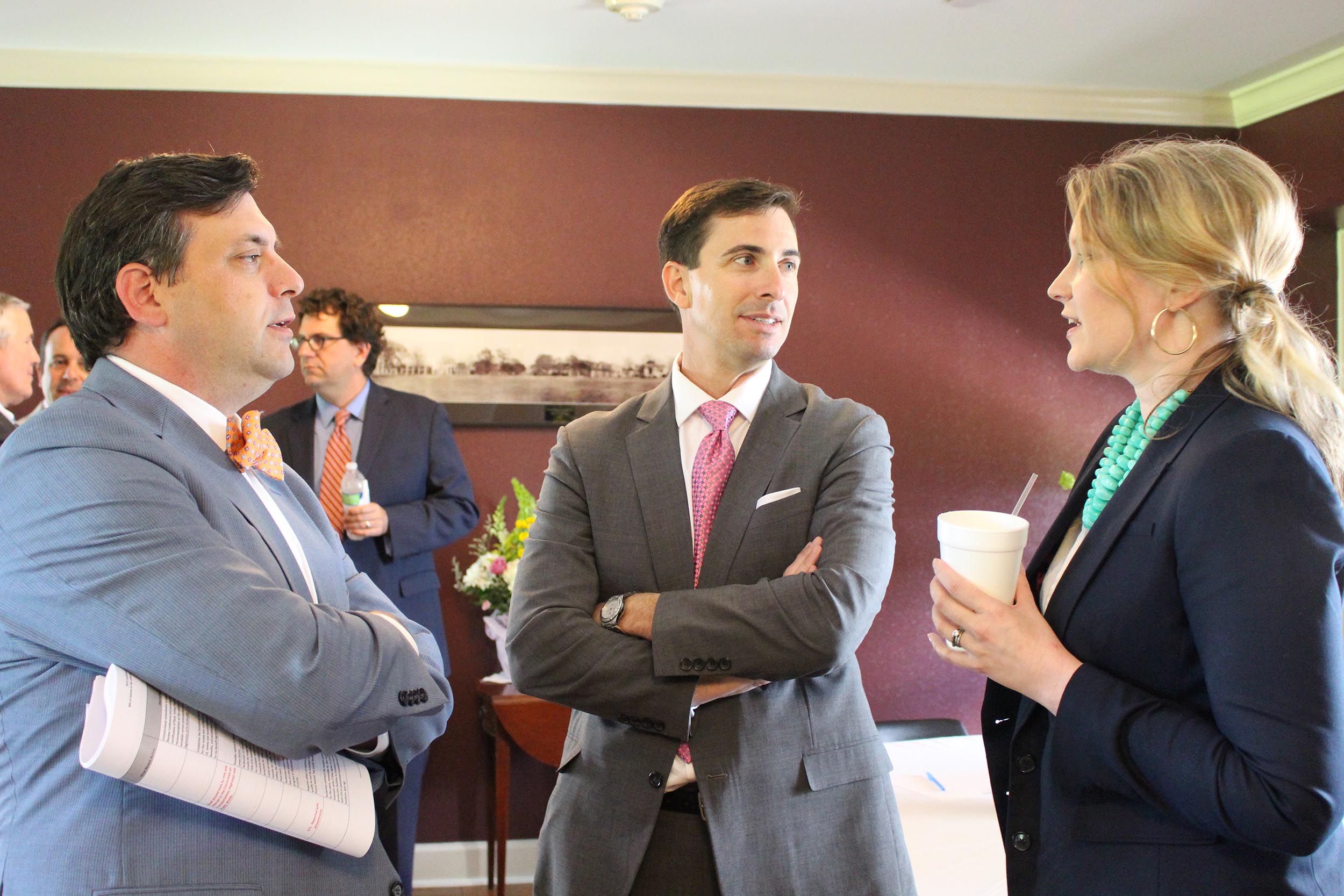 Business people network at an event