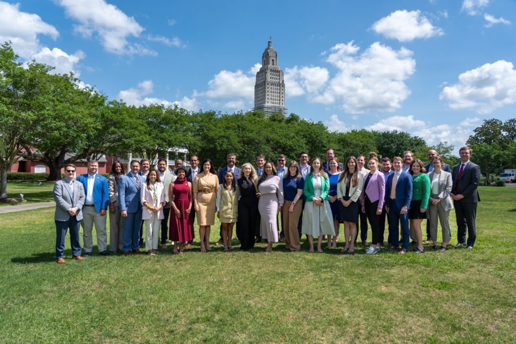 Business people network at an event